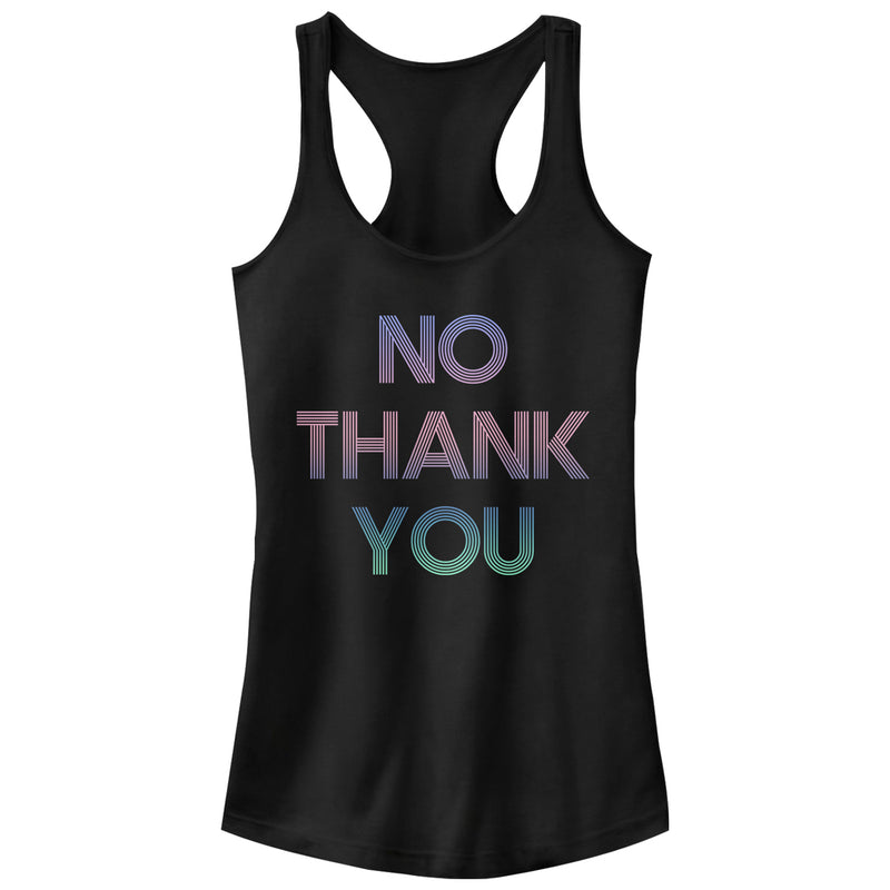 Junior's CHIN UP No Thank You Racerback Tank Top