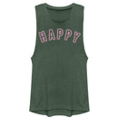 Junior's CHIN UP Happy Neon Light Print Festival Muscle Tee