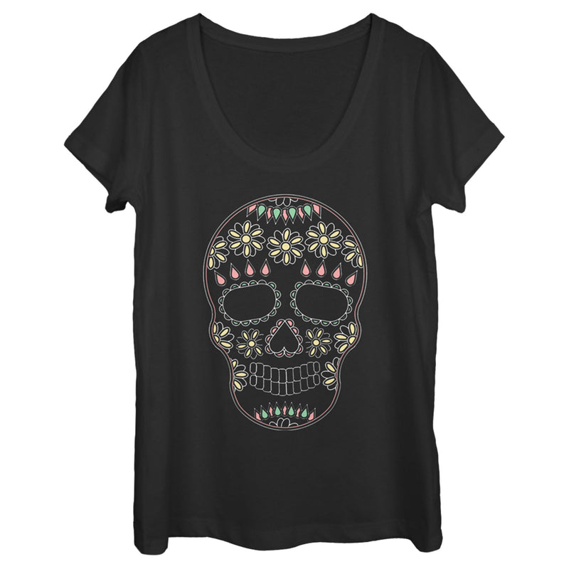 Women's Lost Gods Halloween Sugar Skull Scoop Neck