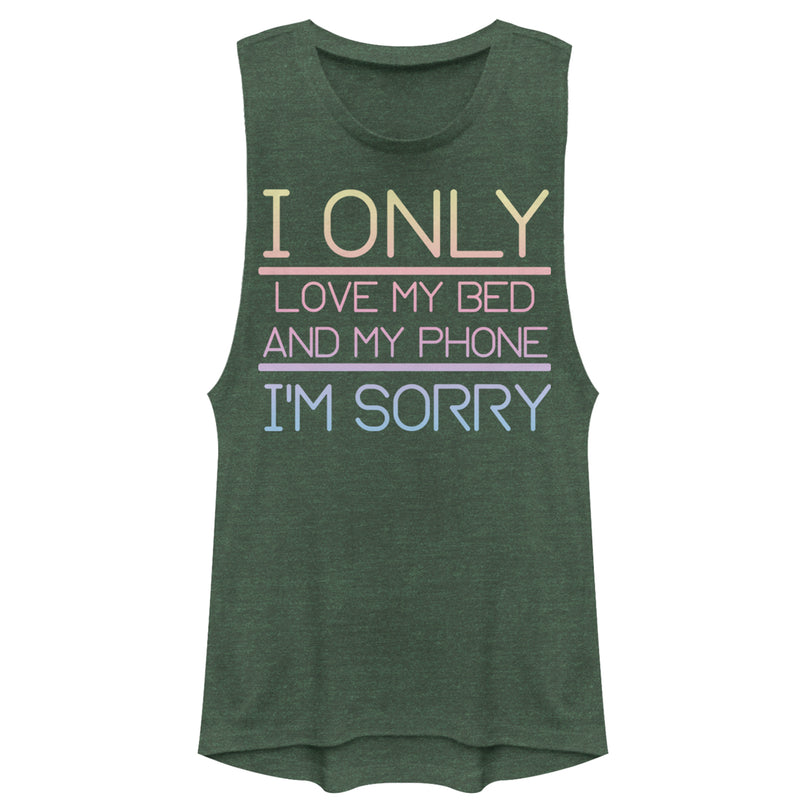 Junior's CHIN UP Sorry I Love My Bed and Phone Festival Muscle Tee