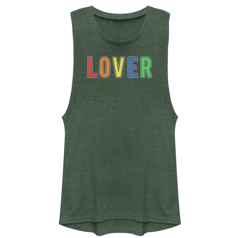 Junior's CHIN UP Rainbow Lover Text Festival Muscle Tee