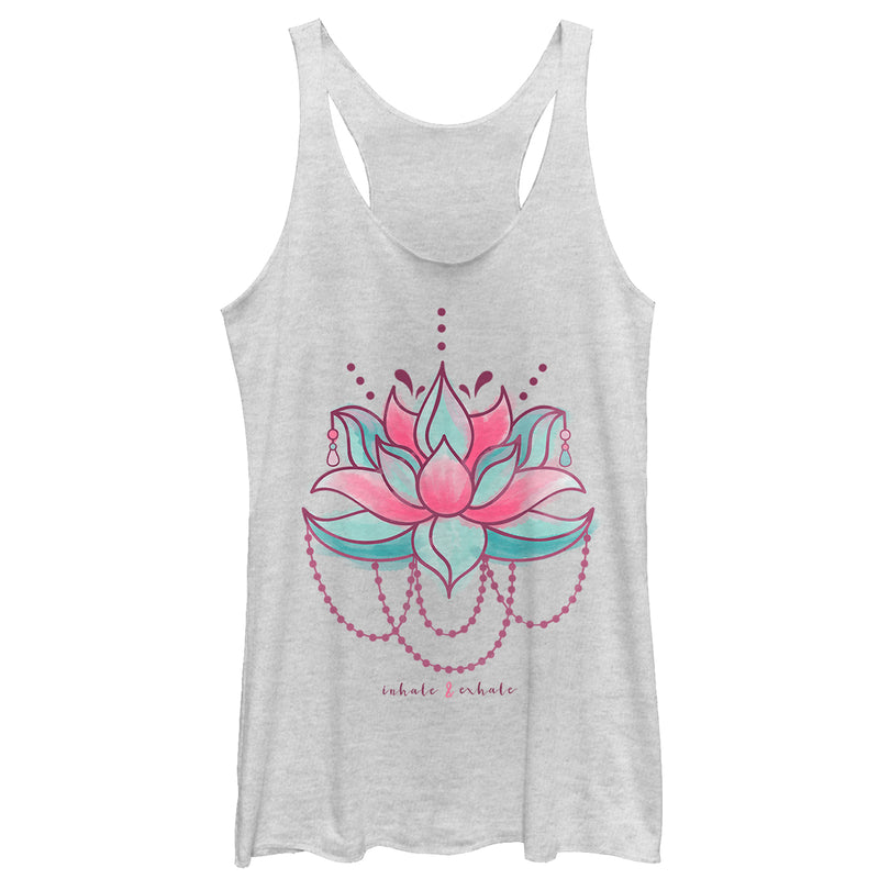 Women's CHIN UP Inhale Exhale Lotus Flower Racerback Tank Top