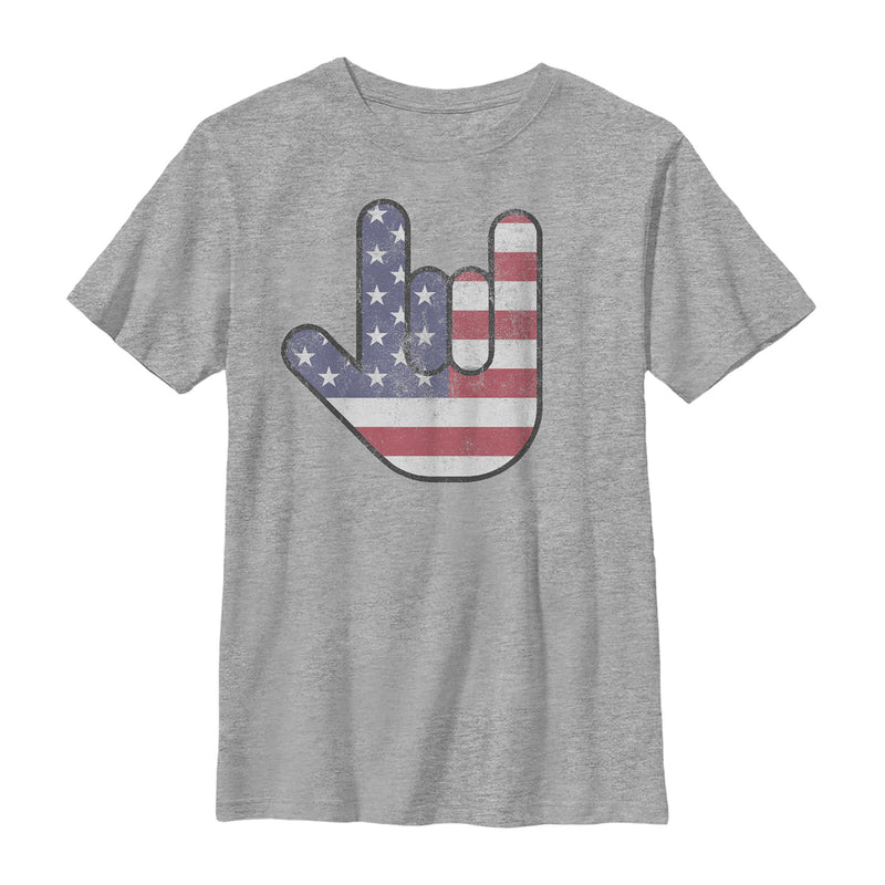 Boy's Lost Gods Fourth of July  American Love Sign T-Shirt
