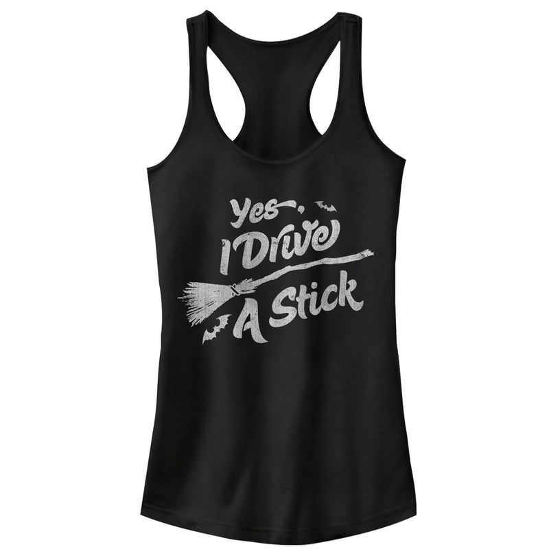 Junior's CHIN UP Halloween Drive Stick Racerback Tank Top