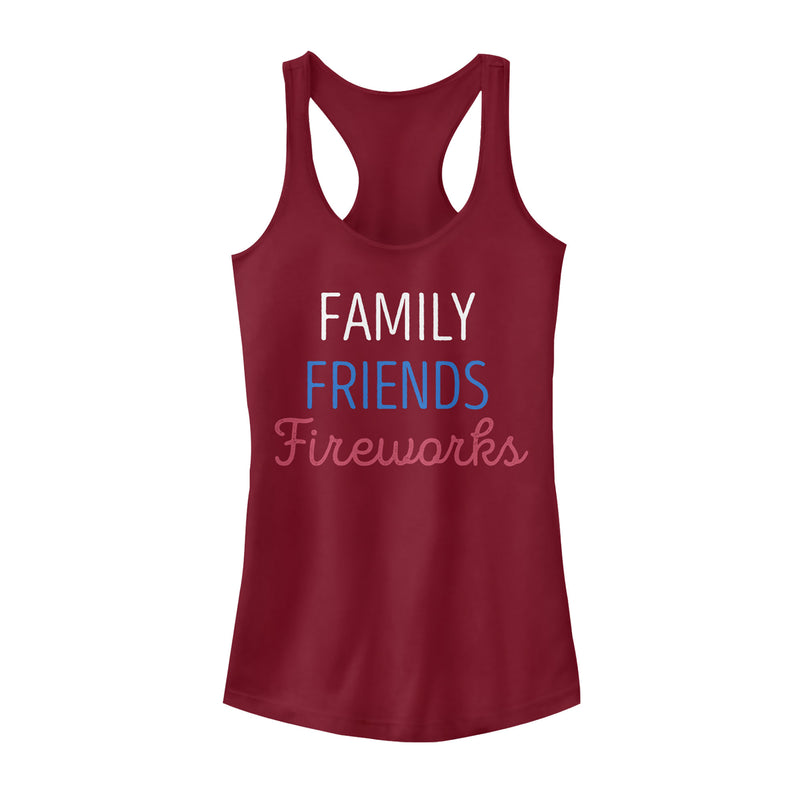 Junior's Lost Gods Fourth of July  Family Fireworks Racerback Tank Top