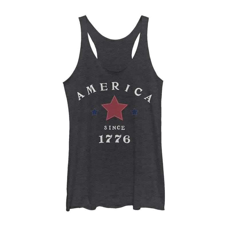 Women's Lost Gods Fourth of July  American Since 1776 Racerback Tank Top
