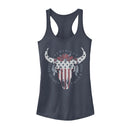 Junior's Lost Gods Fourth of July  Wild & Free Skull Racerback Tank Top