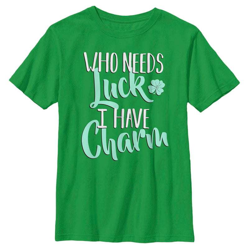 Boy's Lost Gods St. Patrick's Day Who Needs Luck I Have Charm T-Shirt
