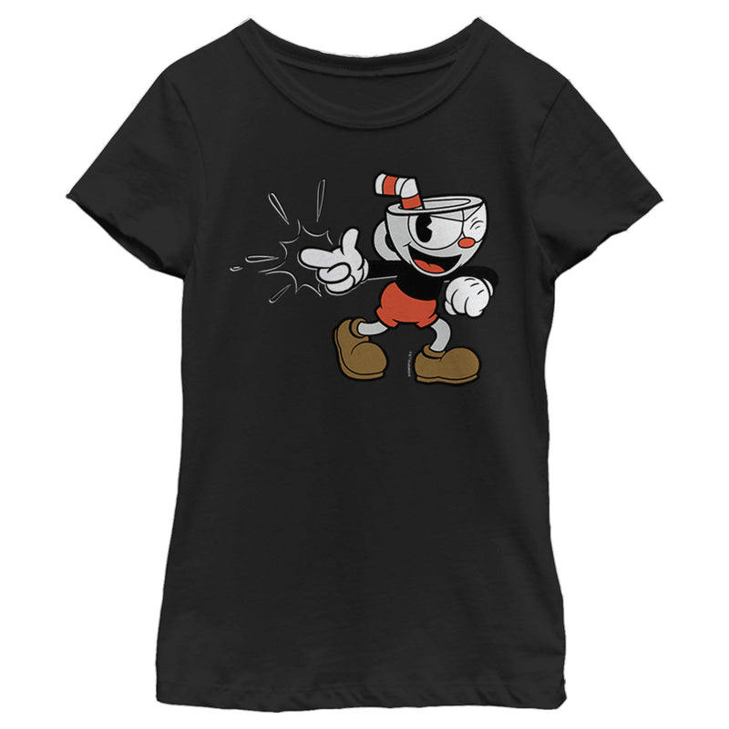 Girl's Cuphead Finger Point Cuphead T-Shirt