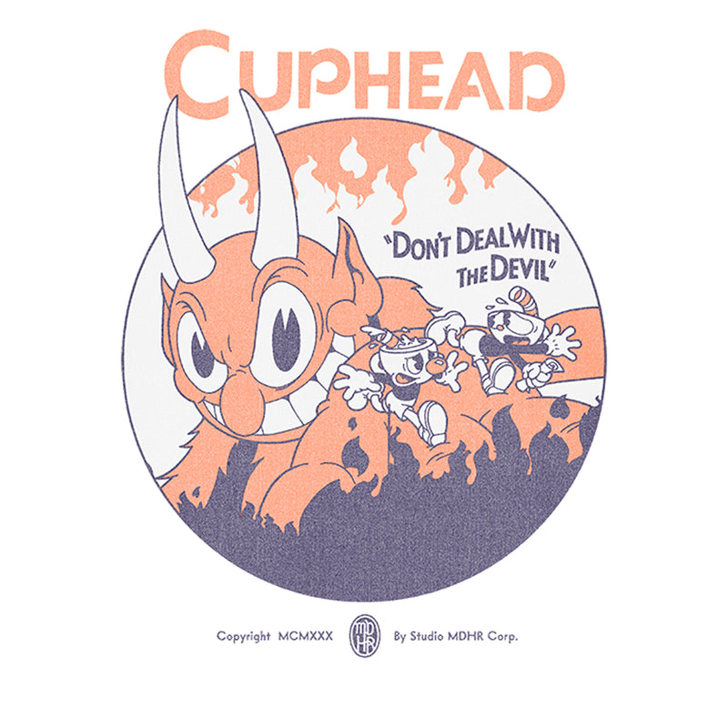Men's Cuphead Don't Deal With the Devil Mugman and Cuphead Run T-Shirt
