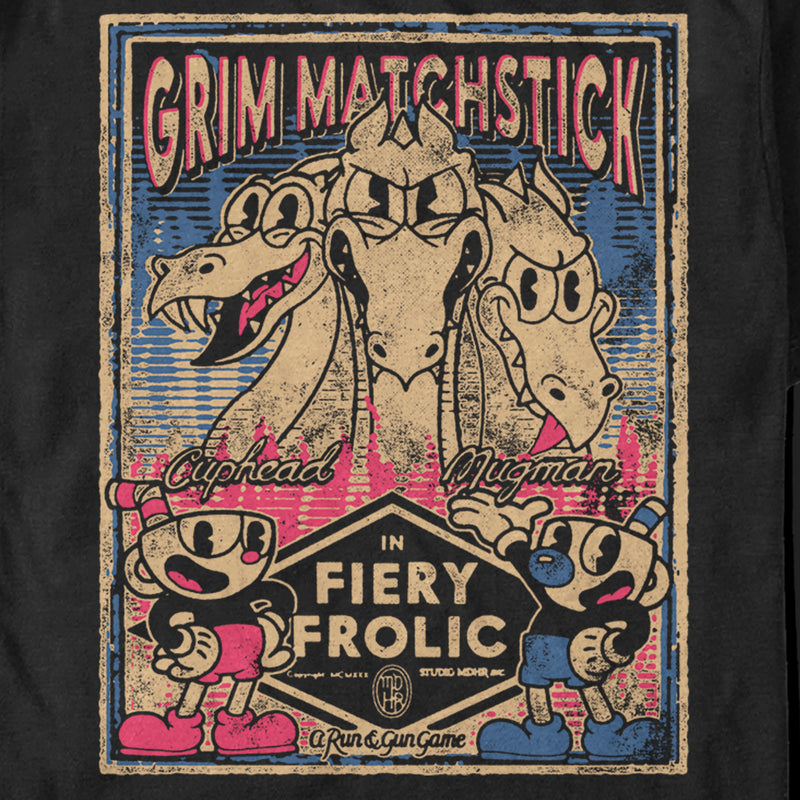 Men's Cuphead Grim Matchstick in Fiery Frolic Poster T-Shirt
