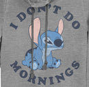 Junior's Lilo & Stitch I Don't Do Mornings Stitch Cowl Neck Sweatshirt