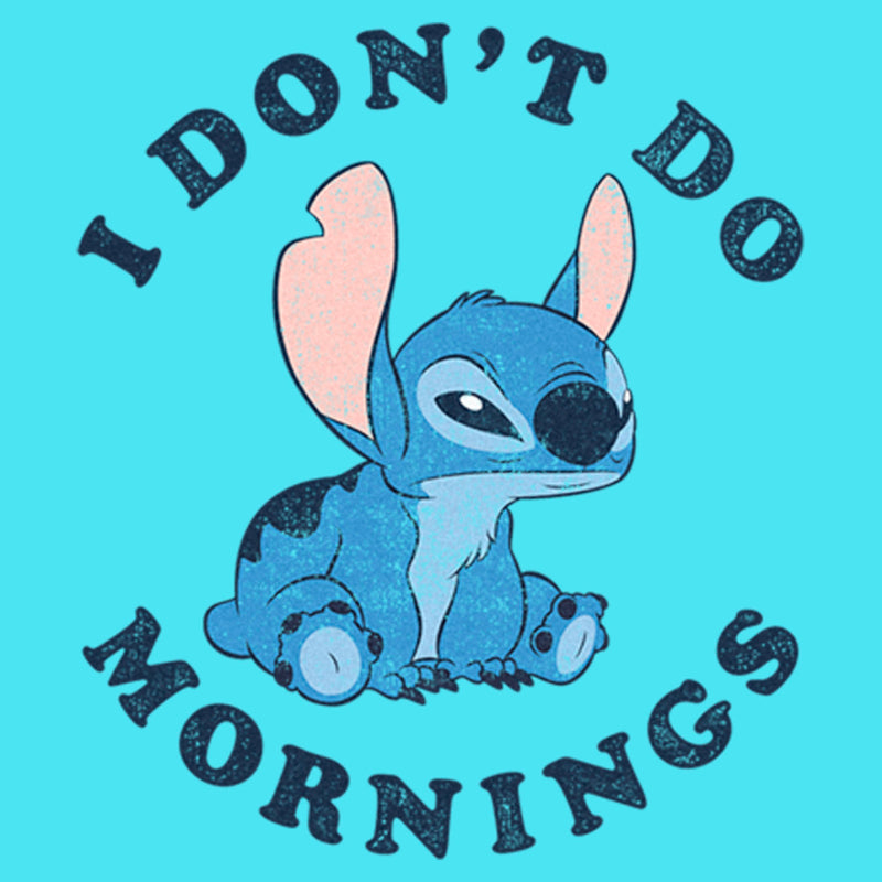 Girl's Lilo & Stitch I Don't Do Mornings Stitch Distressed T-Shirt