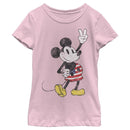 Girl's Mickey & Friends Retro American Peace Sign T-Shirt