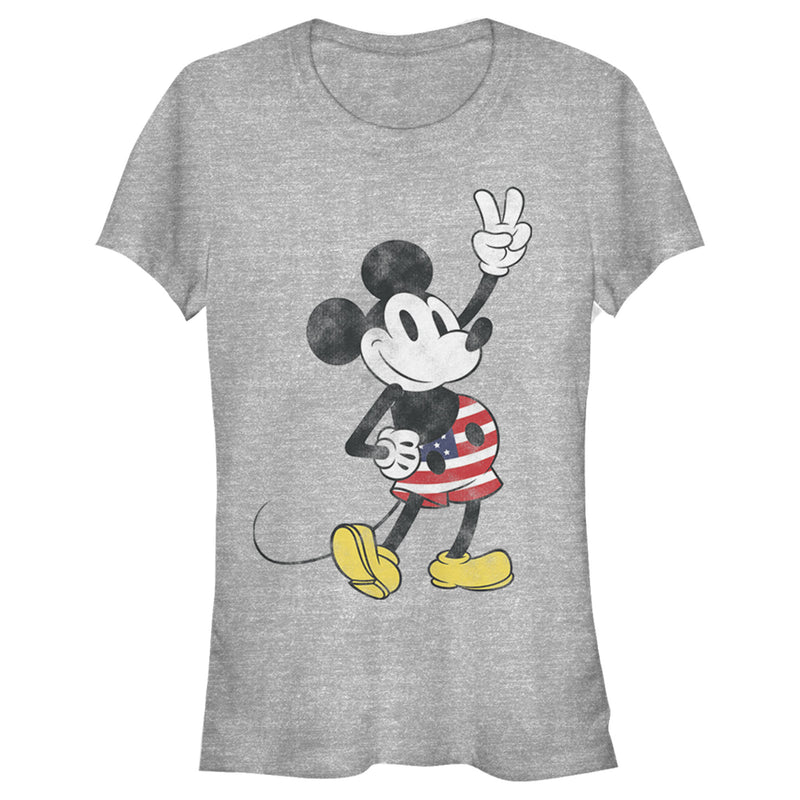 Junior's Mickey & Friends Retro American Peace Sign T-Shirt