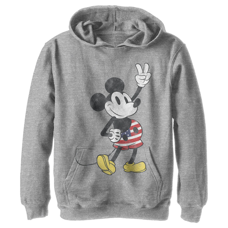 Boy's Mickey & Friends Retro American Peace Sign Pull Over Hoodie