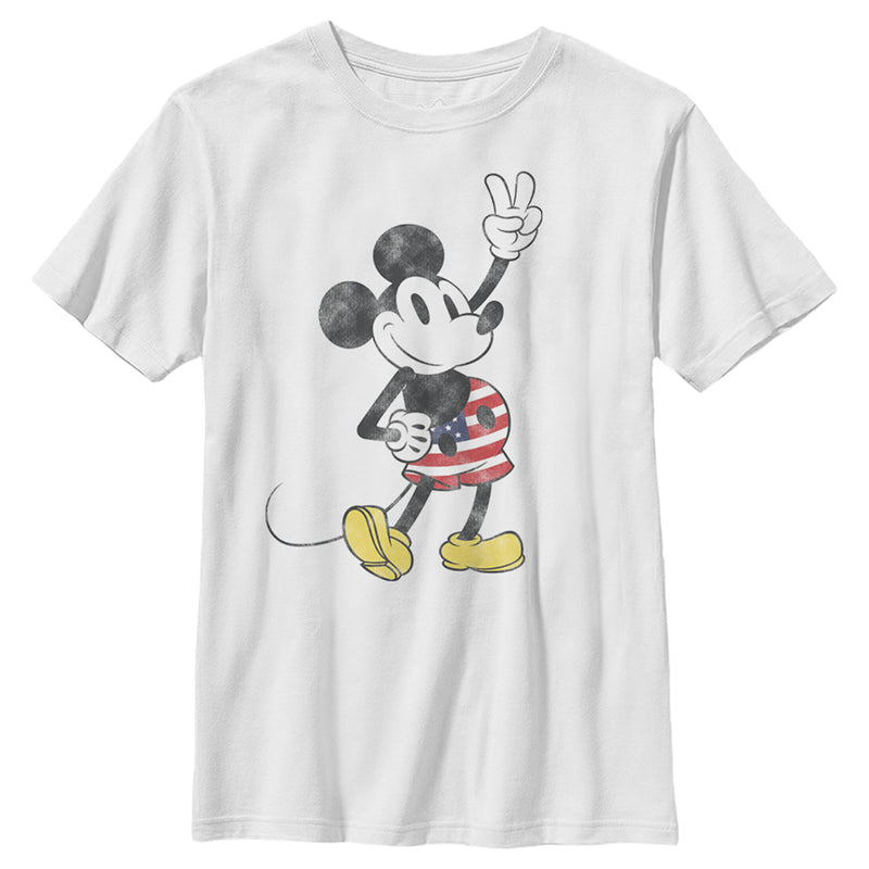 Boy's Mickey & Friends Retro American Peace Sign T-Shirt