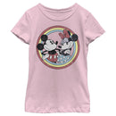 Girl's Mickey & Friends Mickey and Minnie Retro Circle T-Shirt