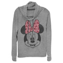 Junior's Mickey & Friends Minnie Mouse Distressed Pink Bow Cowl Neck Sweatshirt