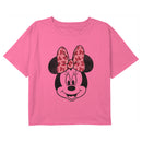 Girl's Mickey & Friends Minnie Mouse Distressed Pink Bow T-Shirt