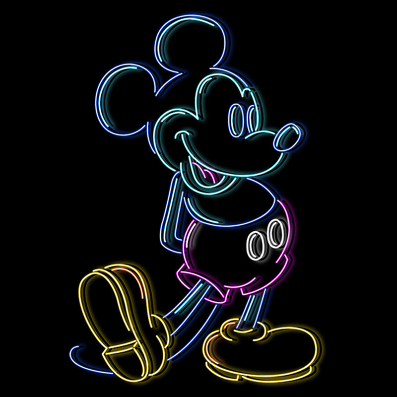 Boy's Mickey & Friends Bright Neon Mickey Mouse Outline T-Shirt