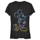 Junior's Mickey & Friends Bright Neon Mickey Mouse Outline T-Shirt