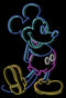 Junior's Mickey & Friends Bright Neon Mickey Mouse Outline T-Shirt