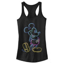 Junior's Mickey & Friends Bright Neon Mickey Mouse Outline Racerback Tank Top