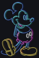Junior's Mickey & Friends Bright Neon Mickey Mouse Outline T-Shirt