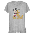 Junior's Mickey & Friends Mickey and Pluto T-Shirt