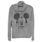 Junior's Mickey & Friends Smiling Mickey Mouse Distressed Cowl Neck Sweatshirt