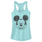 Junior's Mickey & Friends Smiling Mickey Mouse Distressed Racerback Tank Top