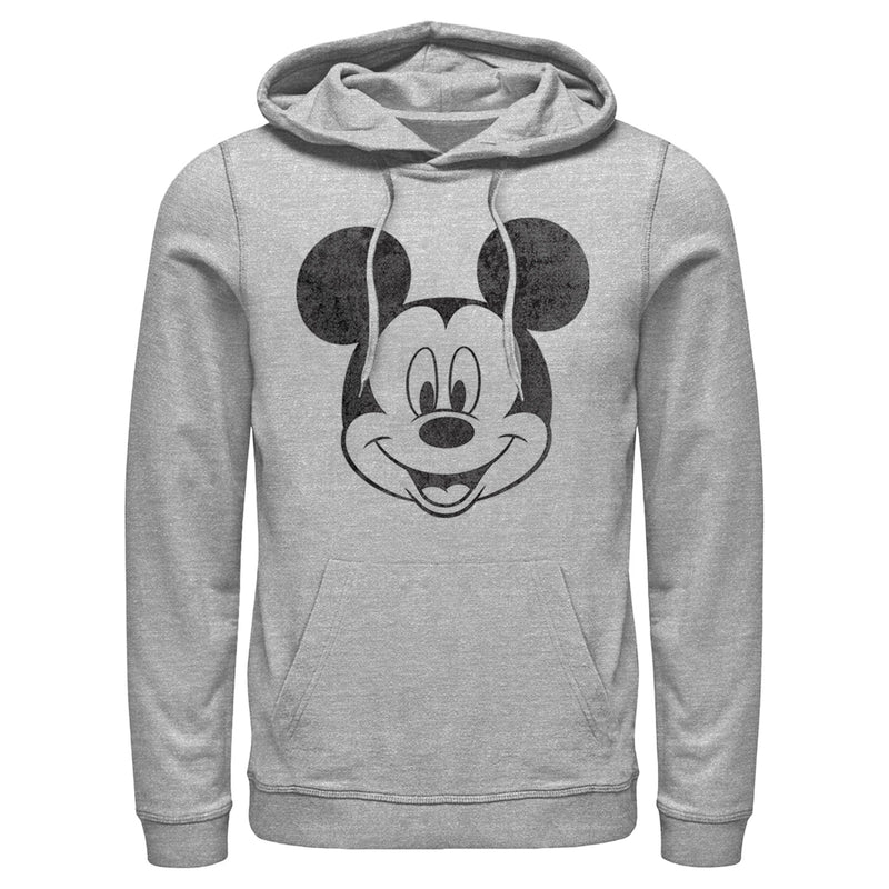 Men's Mickey & Friends Smiling Mickey Mouse Distressed Pull Over Hoodie