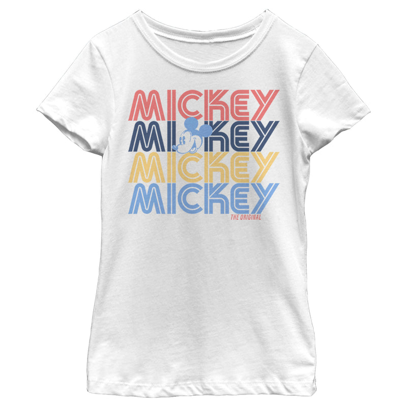 Girl's Mickey & Friends Mickey Retro Name Stack T-Shirt