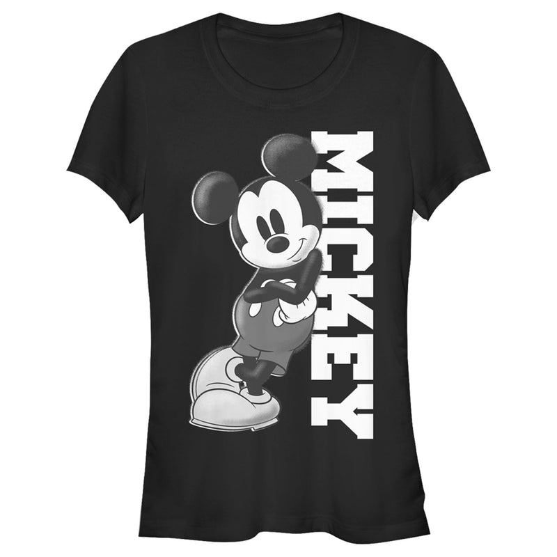 Junior's Mickey & Friends Black and White Mickey Mouse T-Shirt