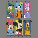 Junior's Mickey & Friends Colorful Character Panels Cowl Neck Sweatshirt