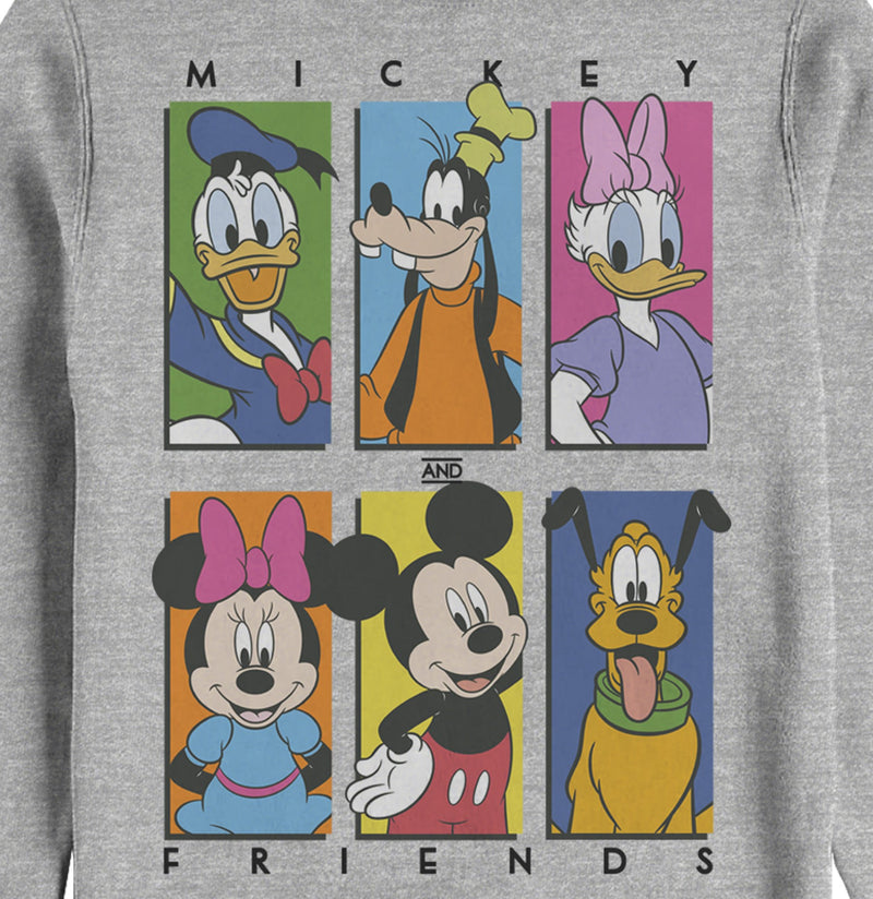 Men's Mickey & Friends Colorful Character Panels Sweatshirt