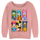 Junior's Mickey & Friends Colorful Character Panels Sweatshirt