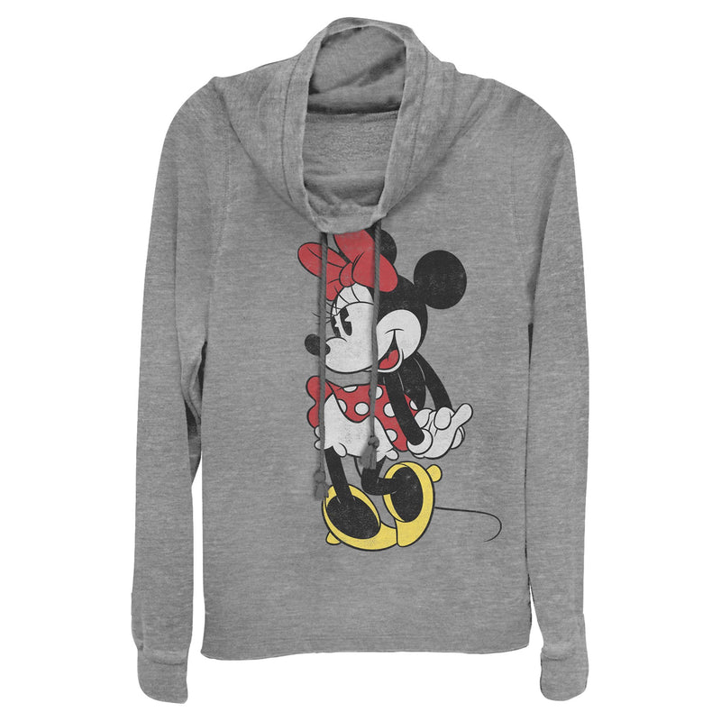 Junior's Mickey & Friends Retro Minnie Cowl Neck Sweatshirt