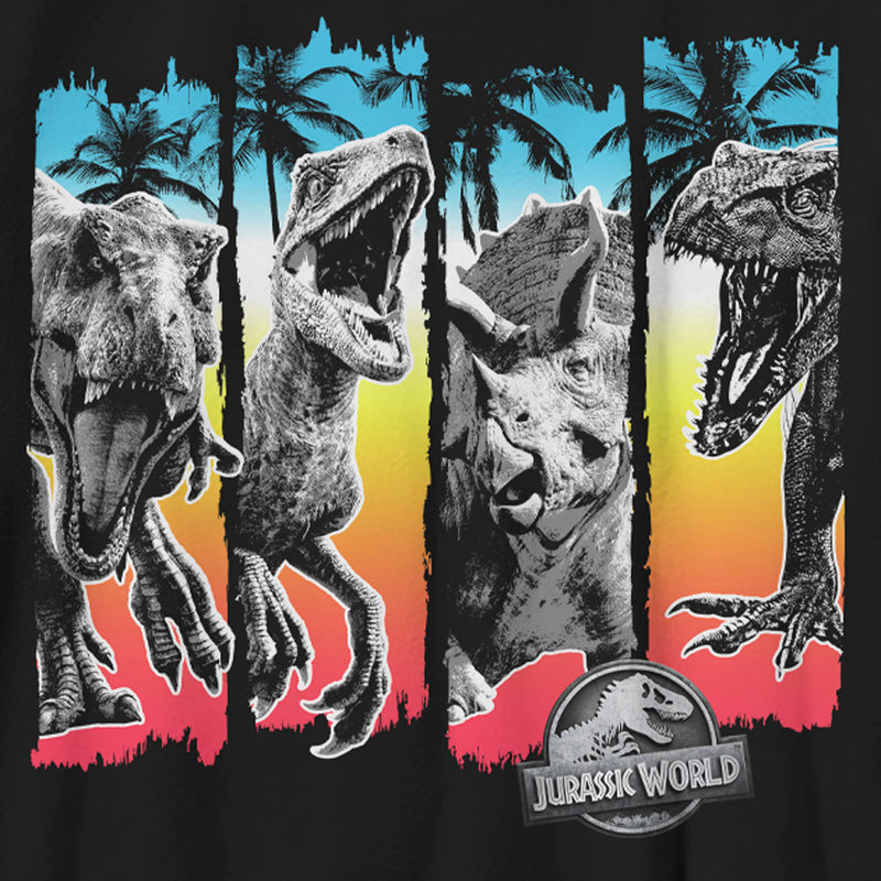Boy's Jurassic World Tropical Dinosaurs Panels T-Shirt