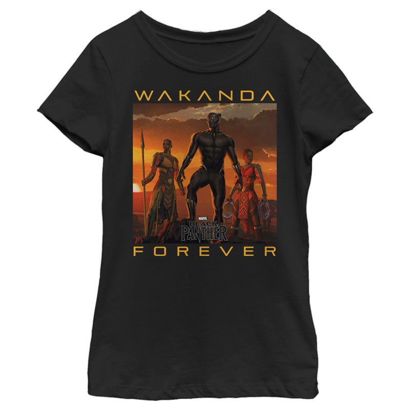 Girl's Marvel Black Panther 2018 Wakanda Forever T-Shirt
