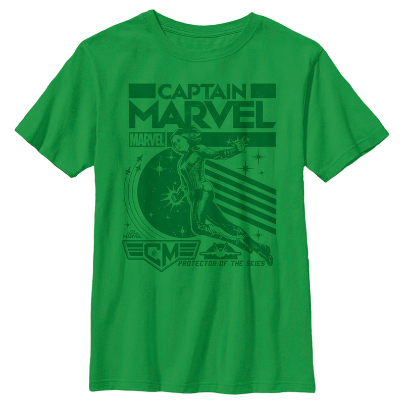 Boy's Marvel Captain Marvel Protector of the Skies Poster T-Shirt