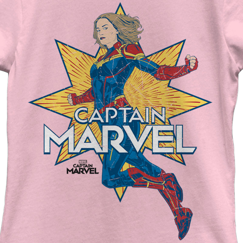 Girl's Marvel Captain Marvel Star Jump T-Shirt