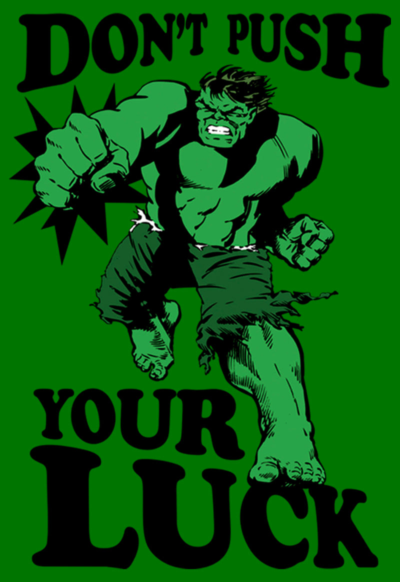 Men's Marvel St. Patrick's Day The Hulk Don't Push Your Luck T-Shirt