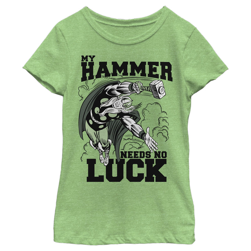 Girl's Marvel St. Patrick's Day Thor My Hammer Needs No Luck T-Shirt