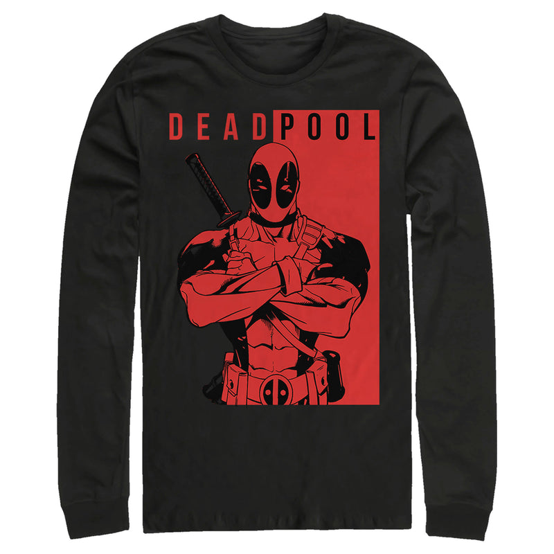 Men's Marvel Deadpool Duotone Art Long Sleeve Shirt