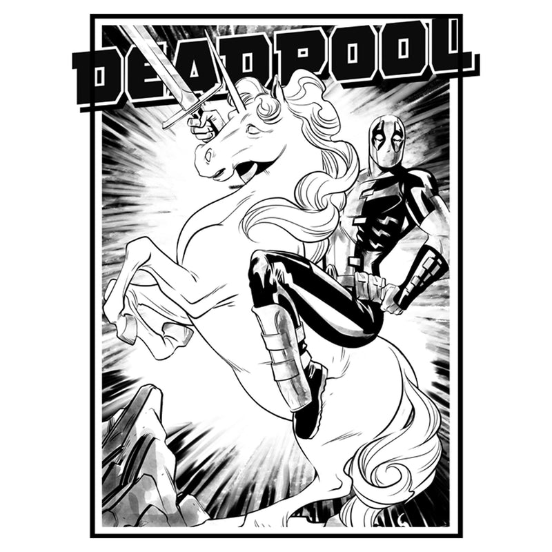 Men's Marvel Deadpool Comic Unicorn Ride T-Shirt