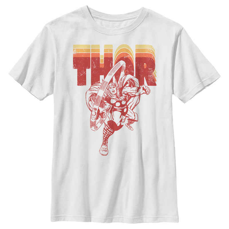 Boy's Marvel Avengers Thor Retro Name Stack Portrait T-Shirt