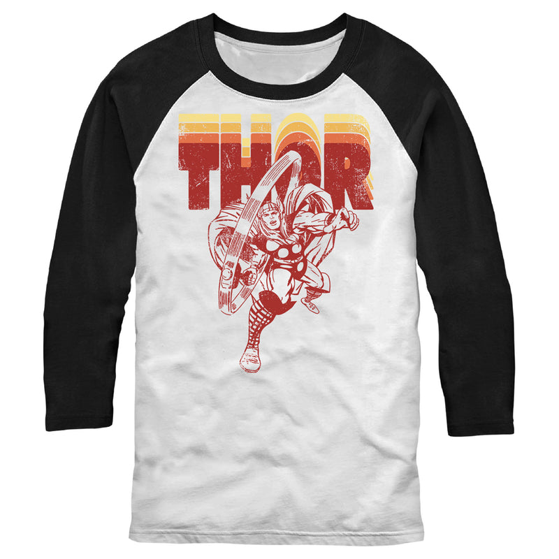 Men's Marvel Thor Retro Name Stack Portrait Baseball Tee