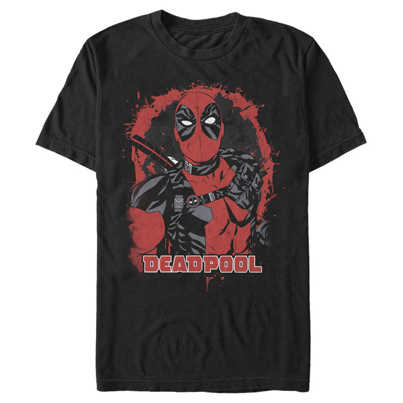 Men's Marvel Deadpool Leather Paint T-Shirt